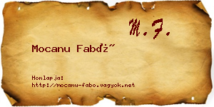 Mocanu Fabó névjegykártya